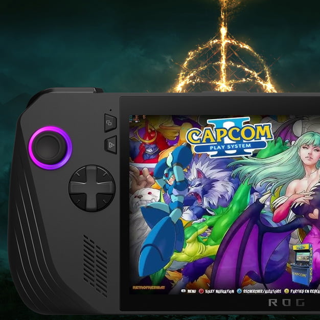 ASUS ROG Ally with emulation system and access to 7TB of games through Retrogrados Gaming’s private server.